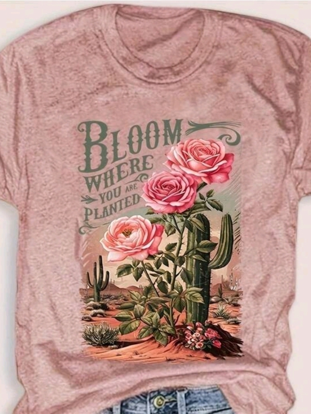 Bloom Where You Are Planted Pink Graphic Tee